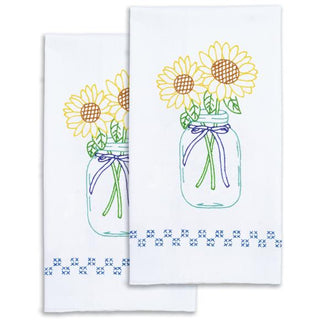 Sunflowers Stamped Decorative Hand Towels Kit by Jack Dempsey - Premium Kitchen Towels from Jack Dempsey Needle Art - Just $14.19! Shop now at Crossed Hearts Needlework & Design