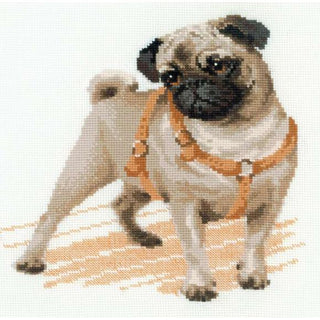 Pug Dog Counted Cross Stitch Kit by RIOLIS - Crossed Hearts Needlework & Design