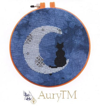 1 Cat and a Moon Cross Stitch Pattern by AuryTM - Premium Pattern, Cross Stitch from AuryTM - Just $10! Shop now at Crossed Hearts Needlework & Design