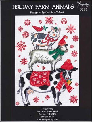 Holiday Farm Animals Cross Stitch Pattern - Premium Pattern, Cross Stitch from Imaginating - Just $7! Shop now at Crossed Hearts Needlework & Design