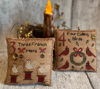 Twelve Days of Christmas 2 Series French Hens & Calling Birds Cross Stitch Pattern by Mani di Donna - Premium Pattern, Cross Stitch from Mani di Donna - Just $17! Shop now at Crossed Hearts Needlework & Design