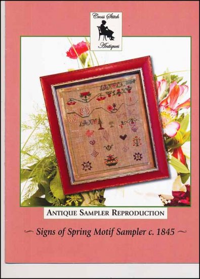 Signs of Spring Motif Sampler c. 1845 Cross Stitch Pattern