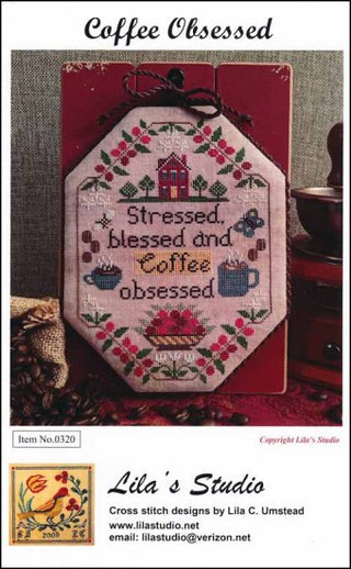 Coffee Obsessed Cross Stitch Pattern by Lila's Studio - Premium Pattern, Cross Stitch from Lila's Studio - Just $12! Shop now at Crossed Hearts Needlework & Design