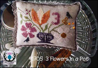 3 Flowers In A Pot Cross Stitch Pattern by Thistles - Premium Pattern, Cross Stitch from Thistles - Just $7.10! Shop now at Crossed Hearts Needlework & Design