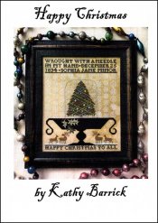 Happy Christmas Cross Stitch Pattern by Kathy Barrick - Premium Pattern, Cross Stitch from Kathy Barrick - Just $12! Shop now at Crossed Hearts Needlework & Design