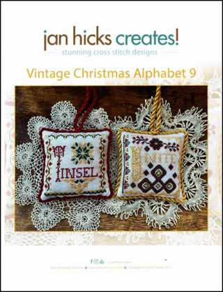 Vintage Christmas Alphabet 9 Cross Stitch Pattern by Jan Hicks Creates! - Premium Pattern, Cross Stitch from Jan Hicks Creates! - Just $6! Shop now at Crossed Hearts Needlework & Design