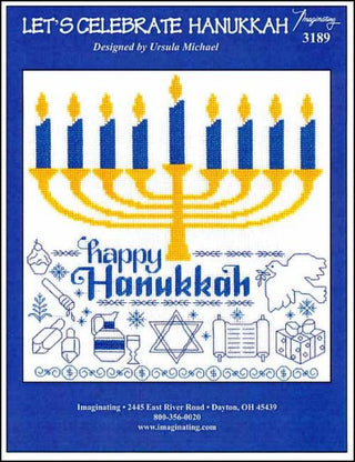 Let's Celebrate Hanukkah Cross Stitch Pattern by Imaginating - Premium Pattern, Cross Stitch from Imaginating - Just $6! Shop now at Crossed Hearts Needlework & Design