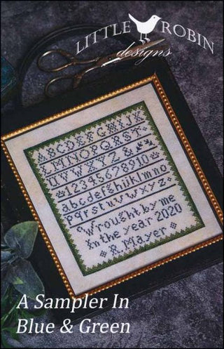 A Sampler In Blue & Green Cross Stitch Pattern by Little Robin Designs - Premium Pattern, Cross Stitch from Little Robin Designs - Just $10! Shop now at Crossed Hearts Needlework & Design