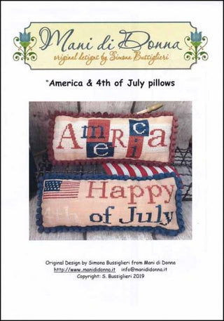 America & 4th of July Pillow Cross Stitch Pattern by Mani di Donna - Premium Pattern, Cross Stitch from Mani di Donna - Just $15! Shop now at Crossed Hearts Needlework & Design