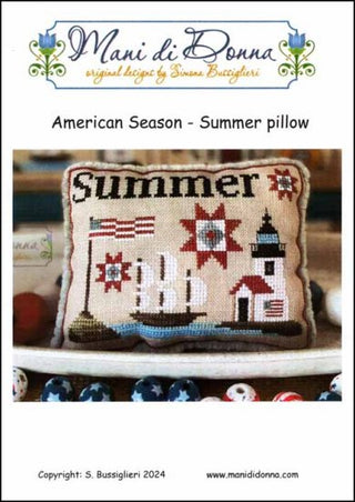 American Season Summer Pillow Cross Stitch Pattern by Mani di Donna - Premium Pattern, Cross Stitch from Mani di Donna - Just $12! Shop now at Crossed Hearts Needlework & Design