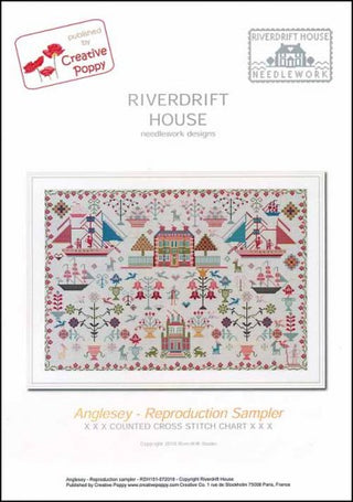 Anglesey Reproduction Sampler Counted Cross Stitch Pattern - Premium Pattern, Cross Stitch from Riverdrift House - Just $15.98! Shop now at Crossed Hearts Needlework & Design