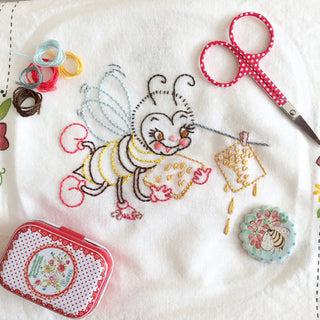 The Busy Bee Vintage Embroidery Iron-On Transfer #3681 by Aunt Martha's® - Premium Transfer Patterns from Aunt Martha's® - Just $2.25! Shop now at Crossed Hearts Needlework & Design