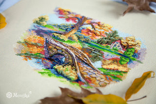 Autumn Landscape Needlecraft Kit by Merejka - Premium Needlecraft Kit from Merejka - Just $42! Shop now at Crossed Hearts Needlework & Design