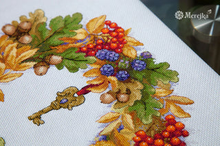 Autumn Wreath Needlecraft Kit by Merejka - Premium Needlecraft Kit from Merejka - Just $46! Shop now at Crossed Hearts Needlework & Design