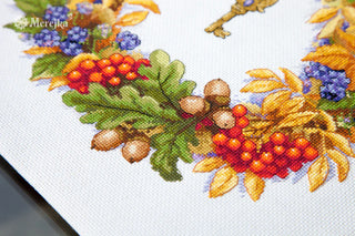 Autumn Wreath Needlecraft Kit by Merejka - Premium Needlecraft Kit from Merejka - Just $46! Shop now at Crossed Hearts Needlework & Design