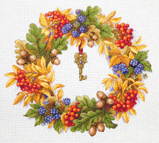 Autumn Wreath Needlecraft Kit by Merejka - Premium Needlecraft Kit from Merejka - Just $46! Shop now at Crossed Hearts Needlework & Design