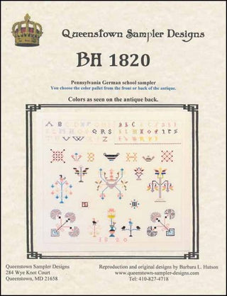 BH 1820 Cross Stitch Pattern by Queenstown Sampler Designs - Premium Pattern, Cross Stitch from Queenstown Sampler Designs - Just $20! Shop now at Crossed Hearts Needlework & Design