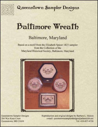 Baltimore Wreath Cross Stitch Pattern by Queenstown Sampler Designs - Premium Pattern, Cross Stitch from Queenstown Sampler Designs - Just $6! Shop now at Crossed Hearts Needlework & Design