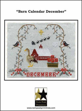 Barn Calendar December Cross Stitch Pattern by Twin Peak Primitives *NEW* - Premium Pattern, Cross Stitch from Twin Peak Primitives - Just $10! Shop now at Crossed Hearts Needlework & Design