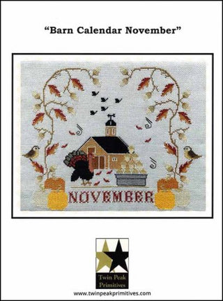 Barn Calendar November Cross Stitch Pattern by Twin Peak Primitives *NEW* - Premium Pattern, Cross Stitch from Twin Peak Primitives - Just $10! Shop now at Crossed Hearts Needlework & Design