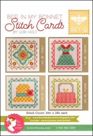 Bee In My Bonnet Stitch Cards Set Q Cross Stitch Pattern by It's Sew Emma - Premium Pattern, Cross Stitch from It's Sew Emma - Just $10! Shop now at Crossed Hearts Needlework & Design