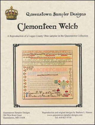 Clemonteen Welch Cross Stitch Pattern by Queenstown Sampler Designs - Premium Pattern, Cross Stitch from Queenstown Sampler Designs - Just $20! Shop now at Crossed Hearts Needlework & Design