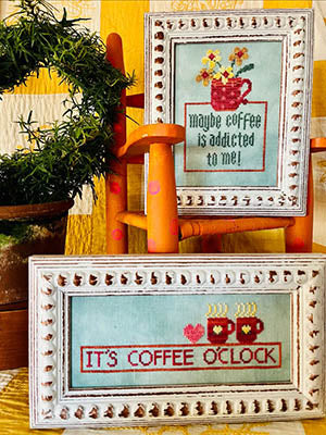 Coffee Cross Stitch Pattern by Amy Bruecken Designs - Premium Pattern, Cross Stitch from Alma Lynne Originals - Just $6.50! Shop now at Crossed Hearts Needlework & Design