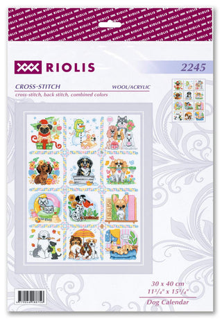 Dog Calendar Cross Stitch Needlework Kit by RIOLIS *NEW* - Premium Needlecraft Kit from RIOLIS - Just $46! Shop now at Crossed Hearts Needlework & Design