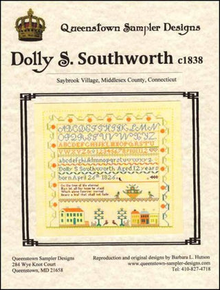 Dolly S. Southworth c1838 Cross Stitch Pattern by Queenstown Sampler Designs - Premium Pattern, Cross Stitch from Queenstown Sampler Designs - Just $10! Shop now at Crossed Hearts Needlework & Design