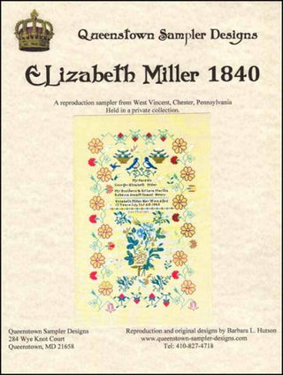 Elizabeth Miller 1840 Cross Stitch Pattern by Queenstown Sampler Designs - Premium Pattern, Cross Stitch from Queenstown Sampler Designs - Just $32! Shop now at Crossed Hearts Needlework & Design