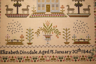 Elizabeth Dinsdale 1846 Cross Stitch Pattern by Hands Across the Sea *NEW* - Premium Pattern, Cross Stitch from Hands Across the Sea Samplers - Just $26! Shop now at Crossed Hearts Needlework & Design