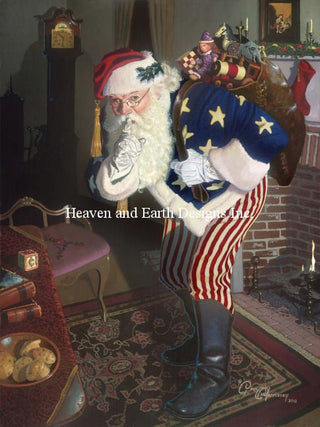 Father Christmas Civil War FULL COVERAGE Cross Stitch Pattern by Heaven and Earth Designs - Premium Pattern, Cross Stitch from Heaven and Earth Designs - Just $23! Shop now at Crossed Hearts Needlework & Design