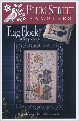 Flag Flock & Sheep Keep Cross Stitch Pattern by Plum Street Samplers - Premium Pattern, Cross Stitch from Plum Street Samplers - Just $14! Shop now at Crossed Hearts Needlework & Design