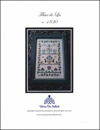 Fleur De Lis 1830 Cross Stitch Pattern by Victorian Rose Needlearts - Premium Pattern, Cross Stitch from Victorian Rose Needlearts - Just $14! Shop now at Crossed Hearts Needlework & Design