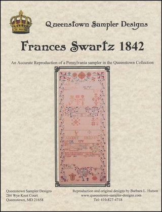 Frances Swartz 1842 Cross Stitch Pattern by Queenstown Sampler Designs - Premium Pattern, Cross Stitch from Queenstown Sampler Designs - Just $28! Shop now at Crossed Hearts Needlework & Design