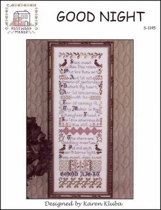 Good Night Cross Stitch Pattern by Rosewood Manor - Premium Pattern, Cross Stitch from Rosewood Manor - Just $12! Shop now at Crossed Hearts Needlework & Design