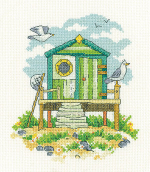 Green Beach Hut: By The Sea Collection Needlecraft Kit by Heritage Crafts - Premium Needlecraft Kit from Heritage Crafts - Just $41! Shop now at Crossed Hearts Needlework & Design