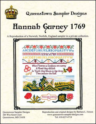 Hannah Gurney 1769 Cross Stitch Pattern by Queenstown Sampler Designs - Premium Pattern, Cross Stitch from Queenstown Sampler Designs - Just $24! Shop now at Crossed Hearts Needlework & Design