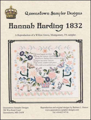 Hannah Harding 1832 Cross Stitch Pattern by Queenstown Sampler Designs - Premium Pattern, Cross Stitch from Queenstown Sampler Designs - Just $20! Shop now at Crossed Hearts Needlework & Design