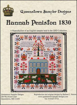 Hannah Peniston 1830 Cross Stitch Pattern by Queenstown Sampler Designs - Premium Pattern, Cross Stitch from Queenstown Sampler Designs - Just $26! Shop now at Crossed Hearts Needlework & Design