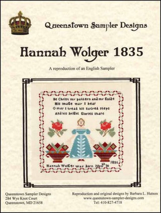 Hannah Wolger 1835 Cross Stitch Pattern by Queenstown Sampler Designs - Premium Pattern, Cross Stitch from Queenstown Sampler Designs - Just $26! Shop now at Crossed Hearts Needlework & Design