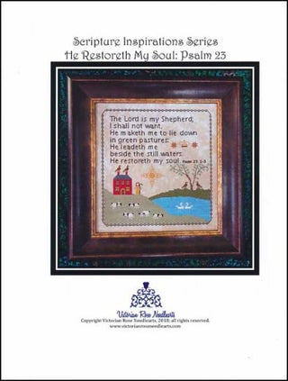 He Restoreth My Soul Cross Stitch Pattern by Victorian Rose Needlearts - Premium Pattern, Cross Stitch from Victorian Rose Needlearts - Just $16! Shop now at Crossed Hearts Needlework & Design