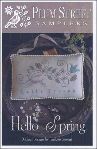 Hello Spring Cross Stitch Pattern by Plum Street Samplers - Premium Pattern, Cross Stitch from Plum Street Samplers - Just $10! Shop now at Crossed Hearts Needlework & Design