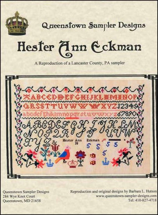 Hester Ann Eckman 1835 Cross Stitch Pattern by Queenstown Sampler Designs - Premium Pattern, Cross Stitch from Queenstown Sampler Designs - Just $14! Shop now at Crossed Hearts Needlework & Design