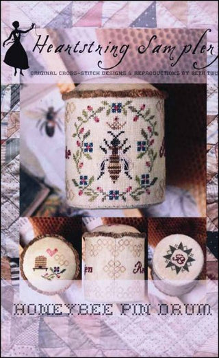 Honey Bee Pin Drum Cross Stitch Pattern by Heartstring Samplery - Premium Pattern, Cross Stitch from Heartstring Samplery - Just $10! Shop now at Crossed Hearts Needlework & Design