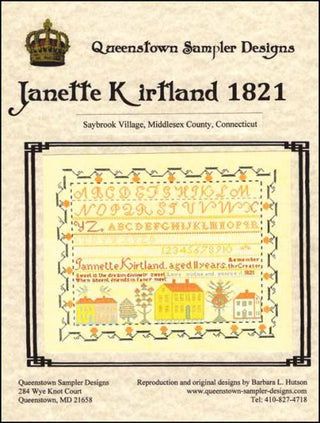 Janette Kirtland 1821 Cross Stitch Pattern by Queenstown Sampler Designs - Premium Pattern, Cross Stitch from Queenstown Sampler Designs - Just $24! Shop now at Crossed Hearts Needlework & Design