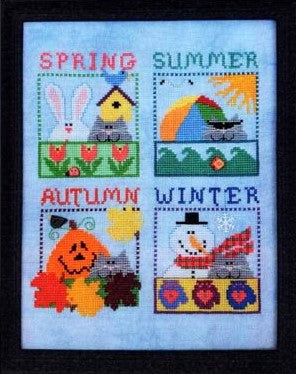 Kitty's Four Seasons Cross Stitch Pattern by Val's Stuff - Premium Pattern, Cross Stitch from Val's Stuff - Just $16! Shop now at Crossed Hearts Needlework & Design