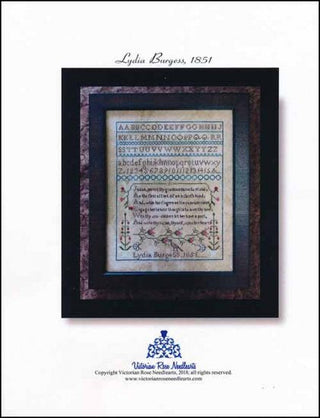 Lydia Burgess 1851 Cross Stitch Pattern by Victorian Rose Needlearts - Premium Pattern, Cross Stitch from Victorian Rose Needlearts - Just $14! Shop now at Crossed Hearts Needlework & Design