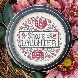 Share Laughter Cross Stitch Pattern by My Big Toe Designs™ - Premium Pattern, Cross Stitch from My Big Toe Designs™ - Just $8! Shop now at Crossed Hearts Needlework & Design