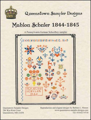 Mahlon Schuler 1844-1845 Cross Stitch Pattern by Queenstown Sampler Designs - Premium Pattern, Cross Stitch from Queenstown Sampler Designs - Just $20! Shop now at Crossed Hearts Needlework & Design